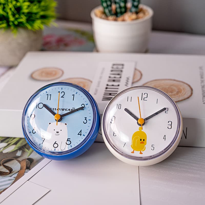 Waterproof Bathroom Anti-Fog Quartz Clock Mini Suction Cup Wall Clock Kitchen Bathroom Clock Small Clock Table Clock
