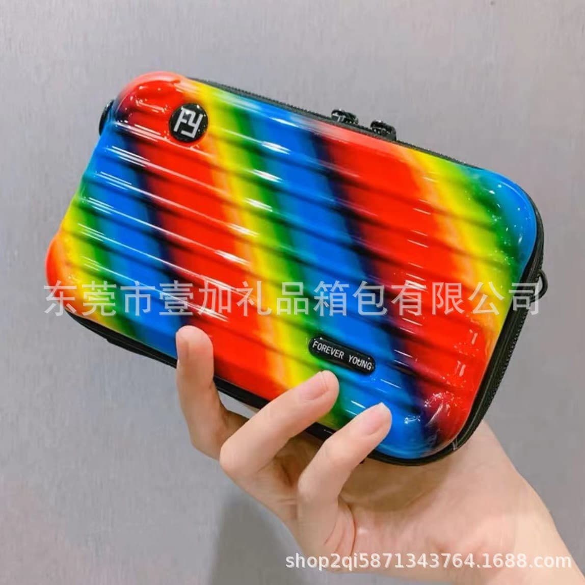 7-inch PC Hard Shell Cosmetic Bag, Patterned Tool Case, ABS Plastic Mini Suitcase, Waterproof Outdoor Handbag