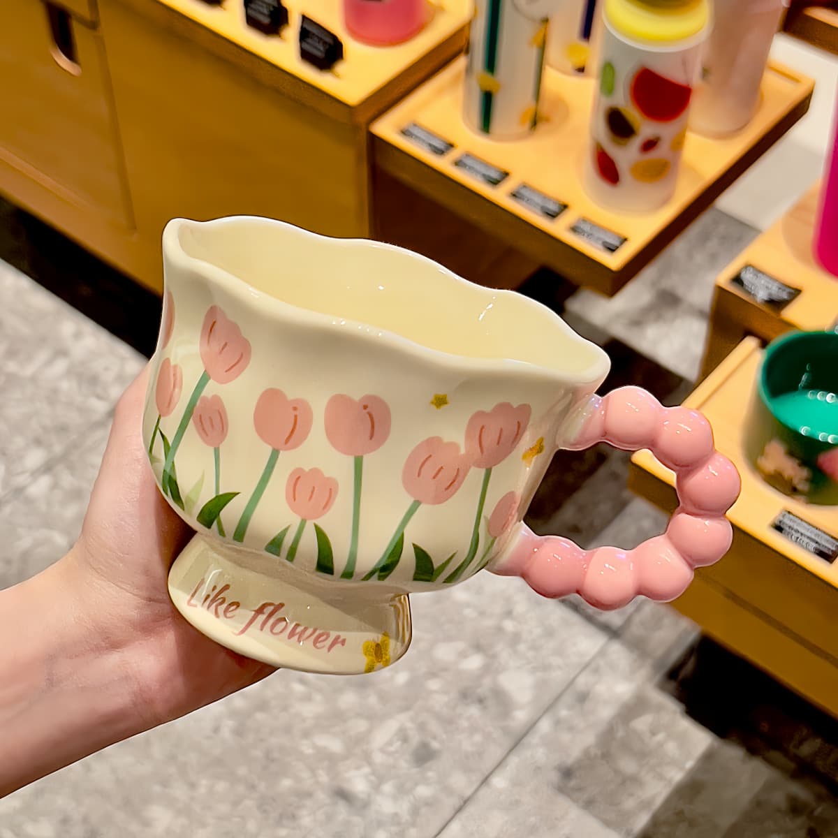 New Tulip High-End Ceramic Mug Home Gift for Girlfriend Sister Gift Box Set Coffee Cup