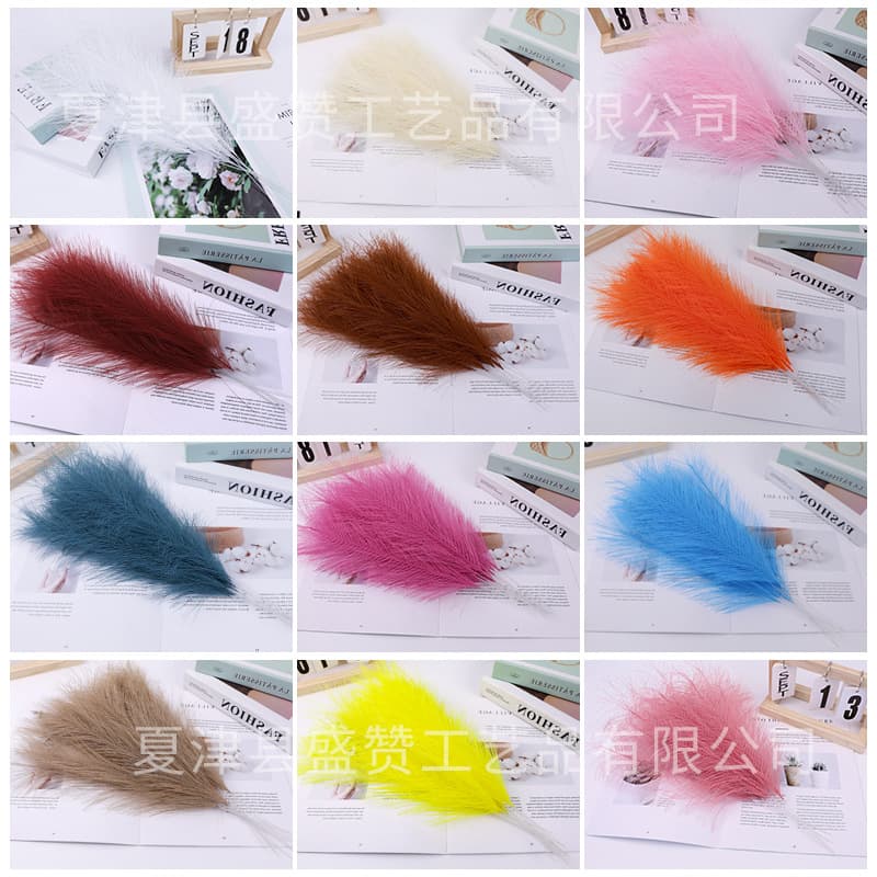Cross-border Outdoor Artificial Pampas Grass Colorful Feather Flower Decoration Wedding Photography Prop Simulated Reed Grass