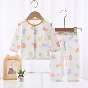 Summer Thin Baby Separates A-Class Pure Cotton Baby Clothes Kids Air Conditioning Wear Pajama Set Anyang Kids Clothing