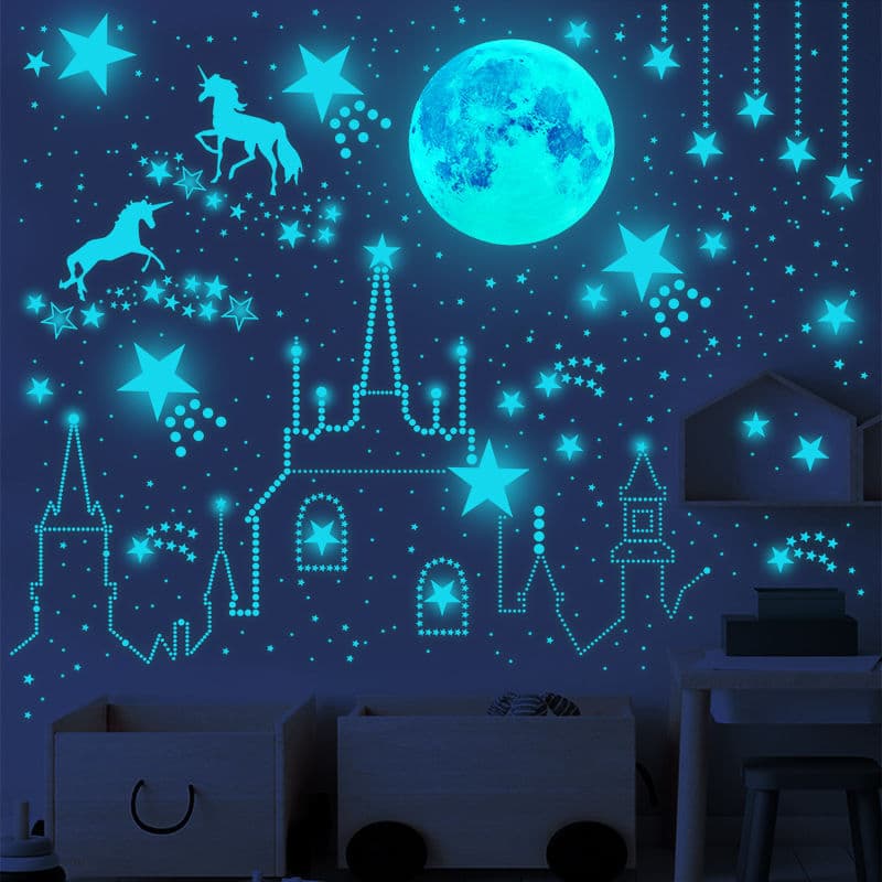 Self-Adhesive Glow-in-the-Dark Stickers Luminous Moon and Stars Wall Decor for Kids Room DIY Creative Wall Decals