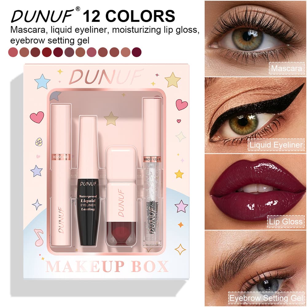 DUNUF cross-border foreign trade makeup set mascara eyeliner lip gloss eyebrow styling cream set gift box