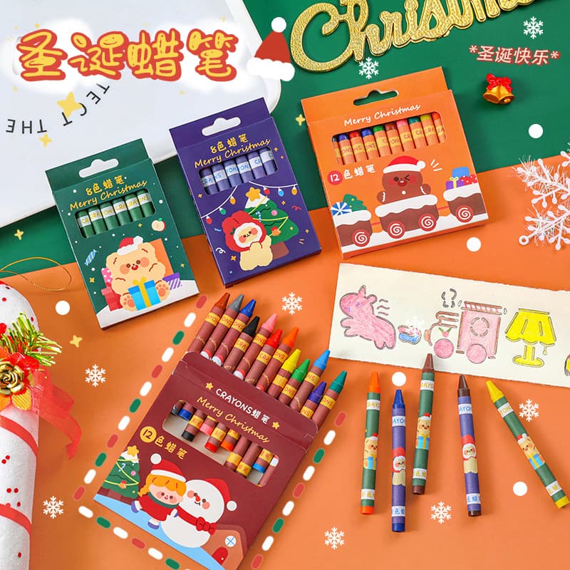 Christmas Crayon 8-Color 12-Color Crayon Set Children's Graffiti Drawing Art Oil Pastel Christmas Small Gift