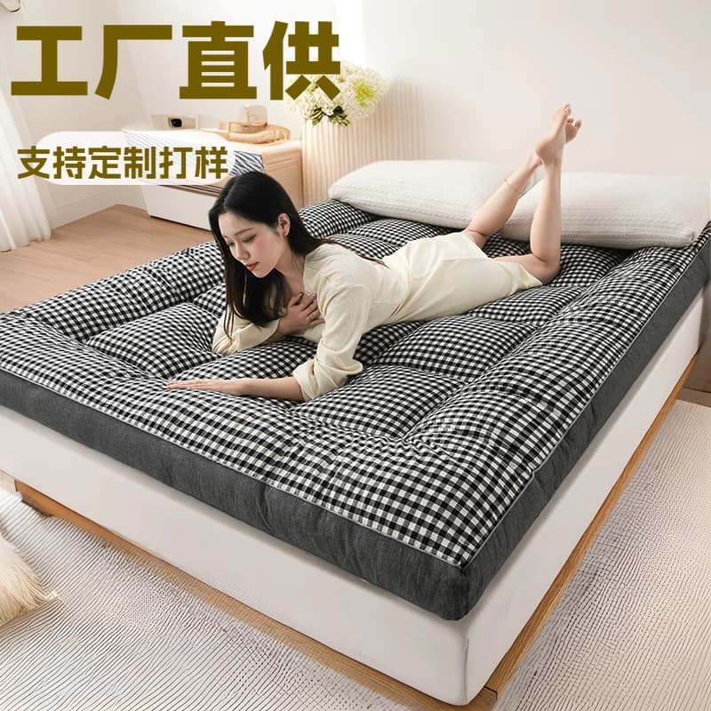 Foreign trade yarn-dyed three-dimensional feather velvet mattress thickened mattress quilt household upholstered dormitory folding single and double mattress