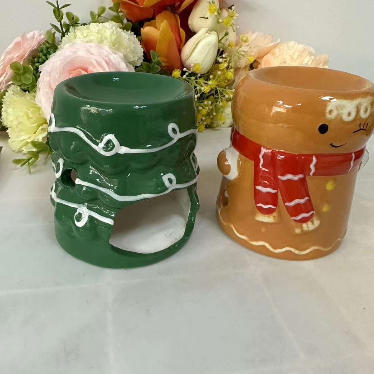 New Santa Ceramic Storage Night Light Candle Holder Home Decoration Ornament Christmas Ceramic Dish Christmas Design
