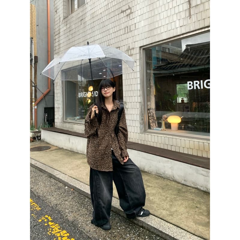 Real Shot and Real Price Autumn 2025 New Korean Style Loose Leopard Print Shirt