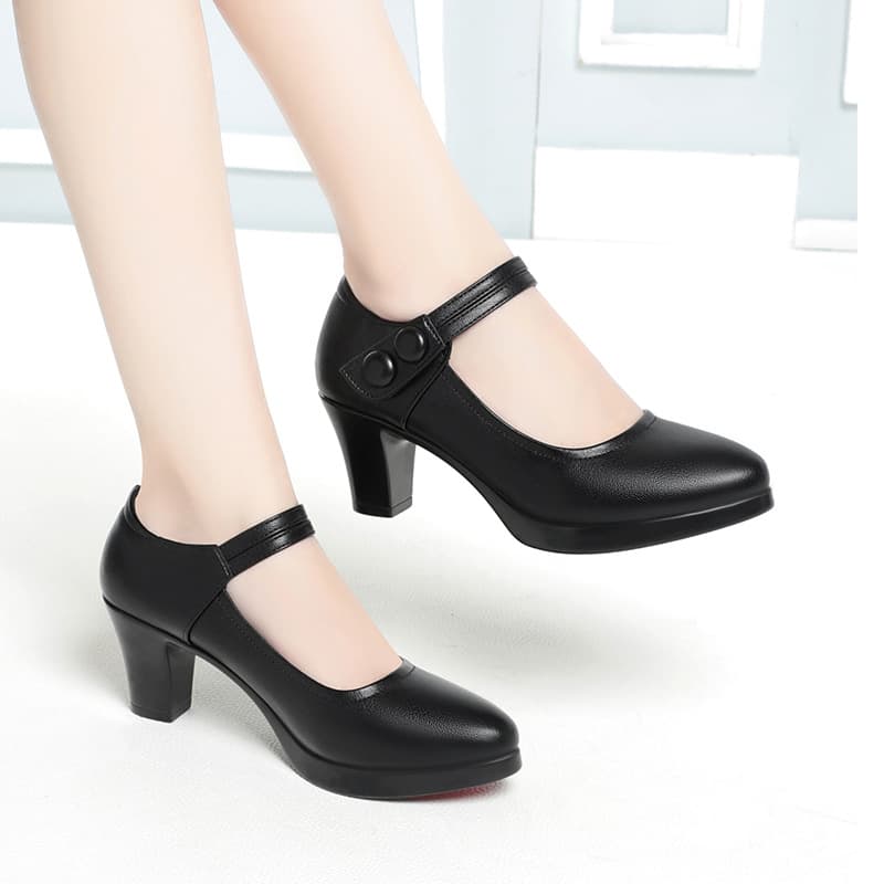 Cheongsam Show Special High Heel Shoes for Women, Thick Platform, Round Toe, Comfortable Performance Shoes, Chunky Heel Work Shoes, Flats