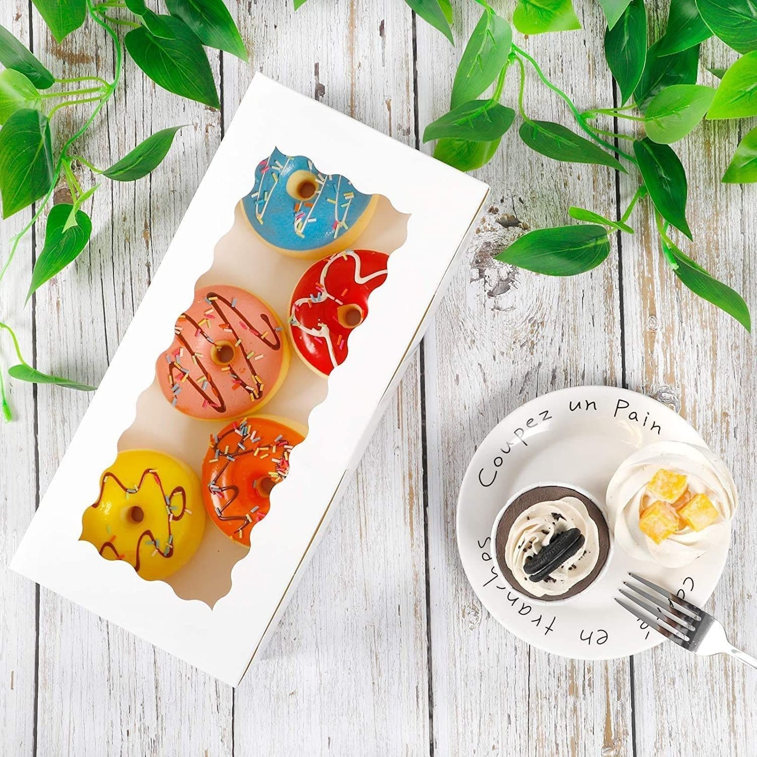 Amazon Transparent Window Square Baking Packaging Box for Chocolate Donuts Pastry Cake Packing Cardboard Box Empty Box