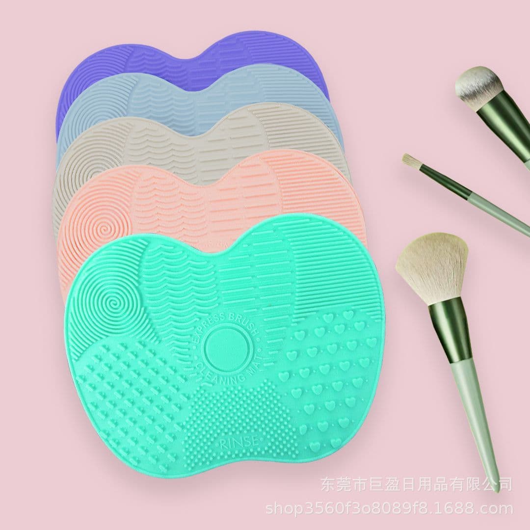 Silicone Apple Cleaning Pad Beauty Makeup Brush Puff Suction Cup Cleaning Pad Amazon Temu Hot Sale Factory Wholesale
