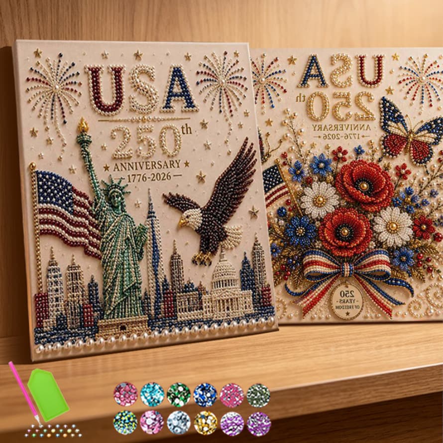 Cross-border Amazon New Handmade DIY Pearl Painting Set Independence Day Halloween Decorative Painting Diamond Painting
