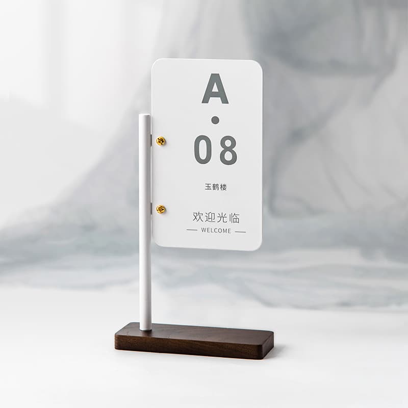 Hotel Restaurant Front Desk Concierge Plate, High-End Wooden Base QR Code Payment Stand, Seat Identification Card Holder