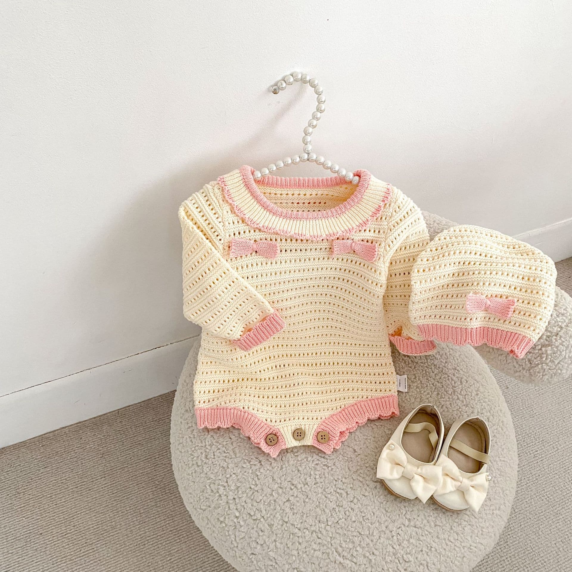 New Autumn/Winter Baby Girl Clothes Infant Pullover Warm Sweater Knit Bow Long Sleeve Bodysuit