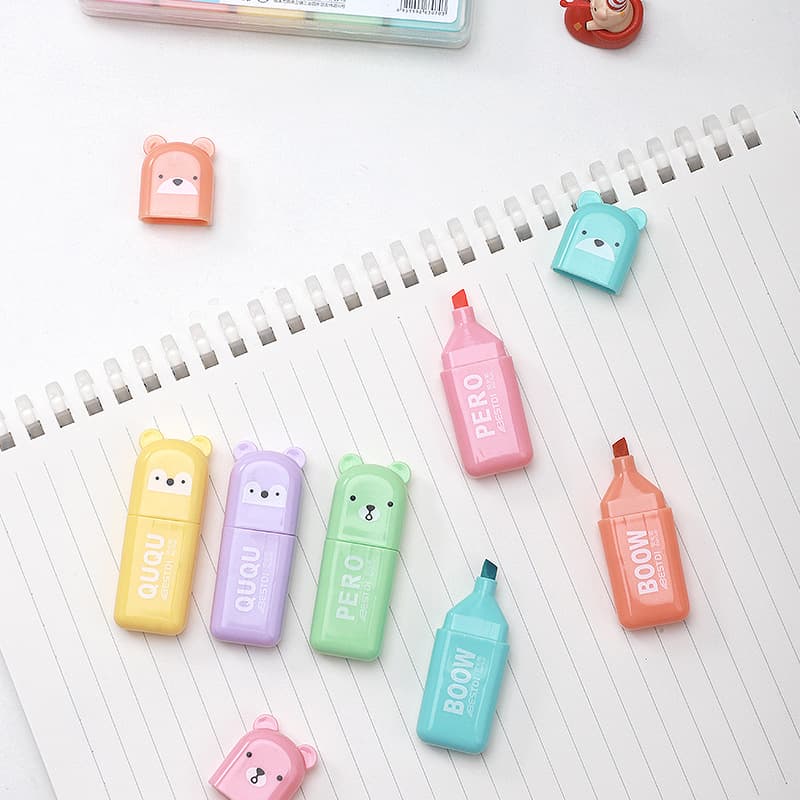 Pastel Mini Highlighter Set 6 Colors Eye-Caring Macaron Highlighters for Marking Key Points Bulk Wholesale