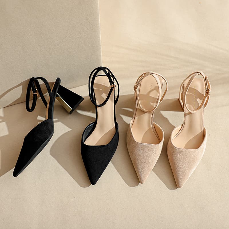 Fuhua Chunken Baotou Sandals Women 2023 Spring Summer Women's Shoes Hollow Front Back Strap Electroplated Heel Casual Women's Shoes