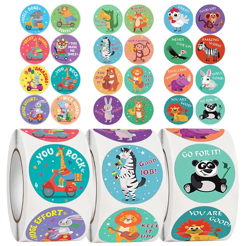500 sheets/roll English cute cartoon reward stickers encouraging fun praise stickers kindergarten little red flower stickers
