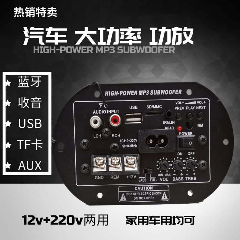 High Power Amplifier 12V 220V Car Bluetooth Subwoofer Audio Board Car and Home Audio Board Accessories