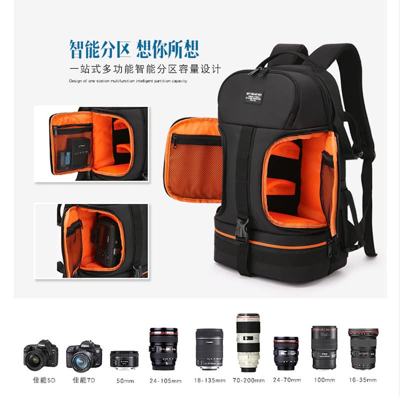 Side Access Camera Bag for Canon Nikon Sony Fuji, Multi-Layer Storage, Large Capacity, Multifunctional Backpack
