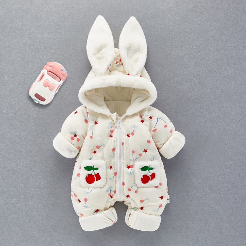 Newborn baby velvet thickened jumpsuit for male and female baby full moon winter cute and super cute down cotton clothes winter clothes