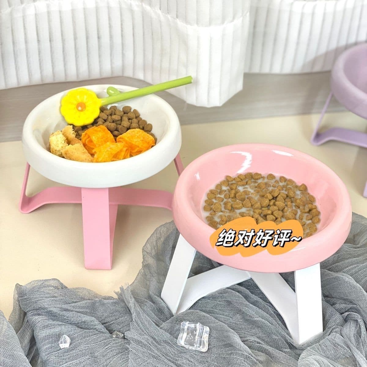 Cat Bowl Neck Protection Anti-Tip Double Bowl Dog Cat Pet Food and Water Combo Kitten Meal Dish Food and Water Bowl