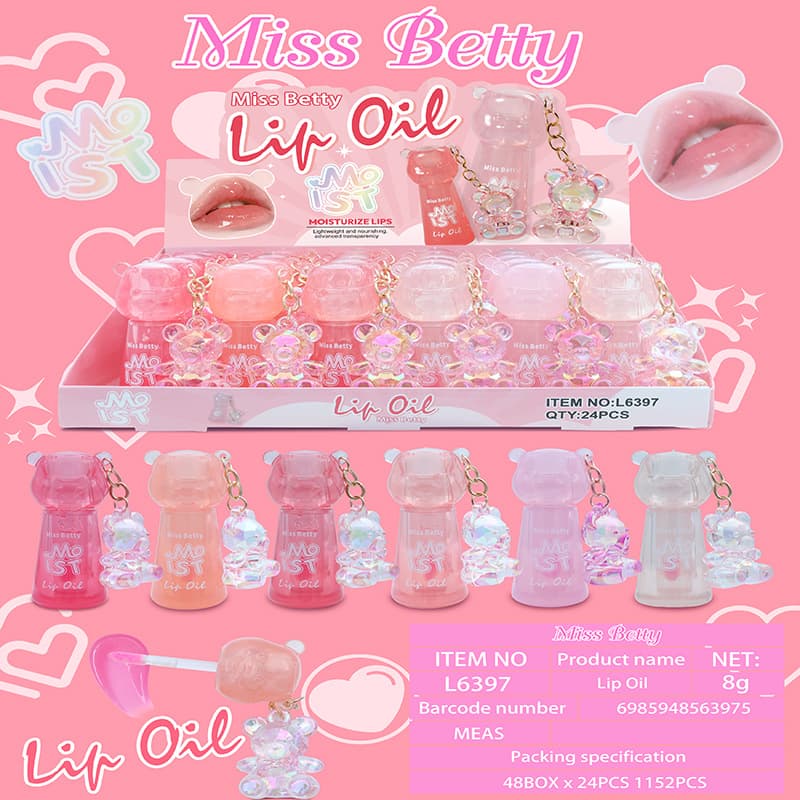 MissBetty is only for exporting new cross-border foreign trade bear pendant lip glaze cherry love keychain lip gloss