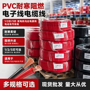 PVC Cold-Resistant Flame-Retardant Electronic Wire Cable 1/2/3 Core Generator Motor Power Wire Electric Vehicle Automotive Wire