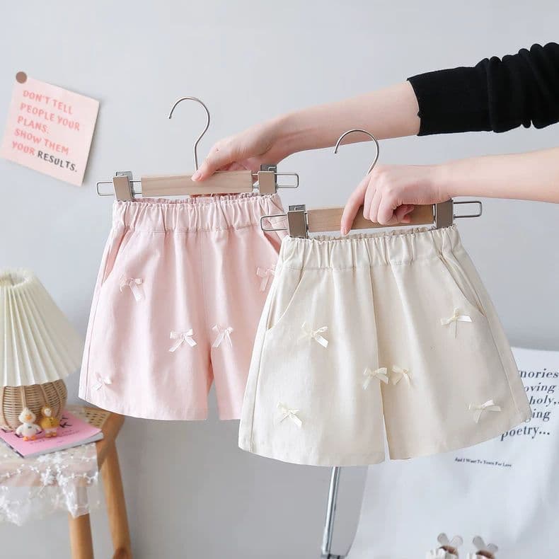 Girls Summer Shorts Baby Fashionable Kids Personality Korean Style 3D Bow Sweet Trendy Hot Pants