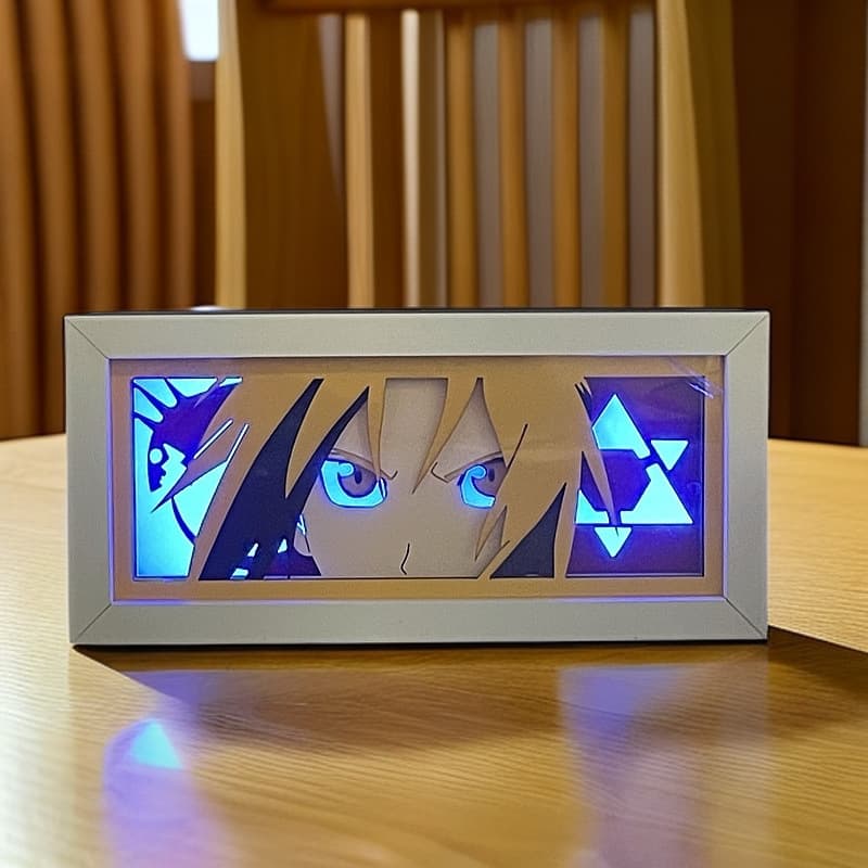 Fullmetal Alchemist Edward Paper Carving Lamp Room Night Light Anime Peripheral Niche Birthday Gift Premium