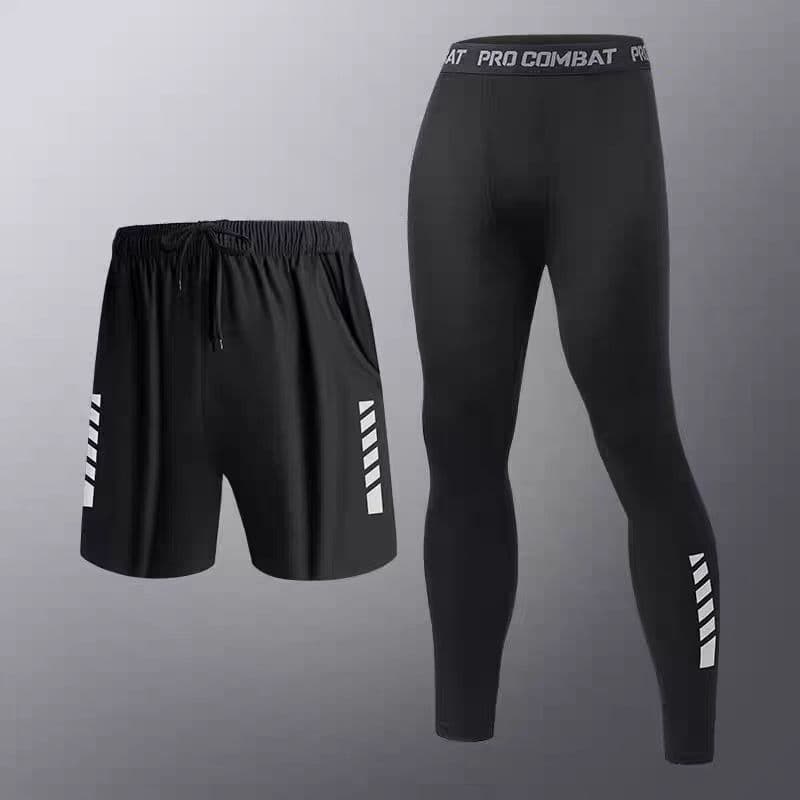 Men's Sportswear Set for Running and Gym, Quick-Dry Tight Fit Summer Training Gear