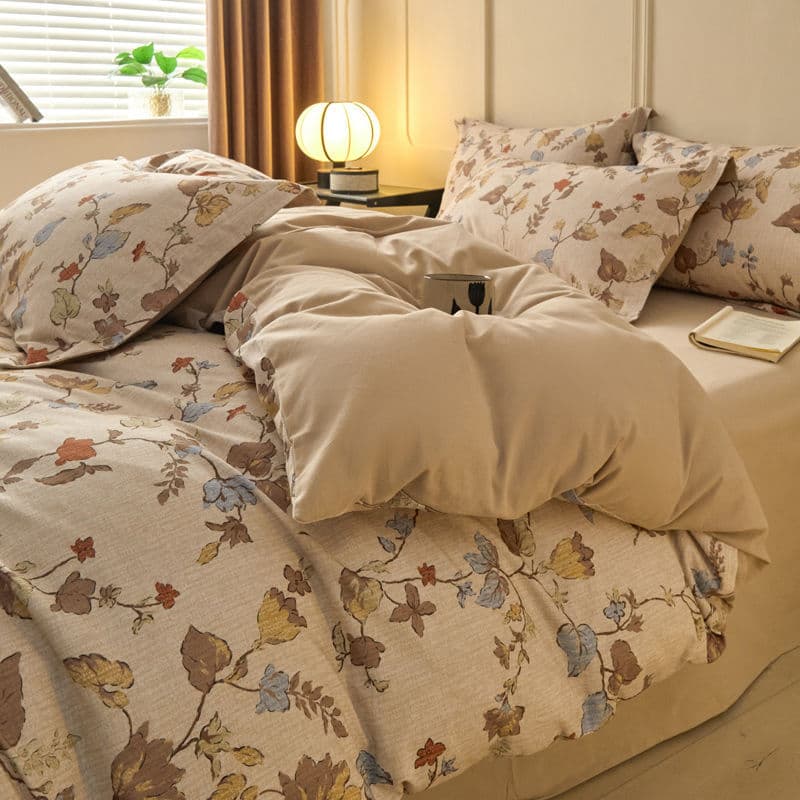 Thickened 60-count Xinjiang long-staple cotton brushed four-piece set, pure cotton autumn/winter sheet three-piece set, stain-resistant for cross-border e-commerce