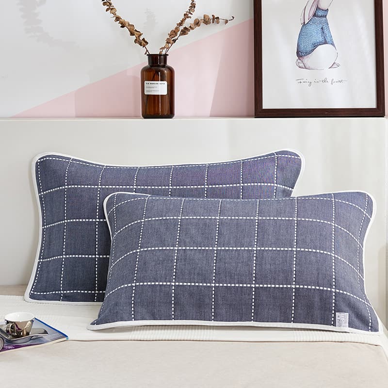 Pillow cover six-layer cotton gauze adult pillow cover student dormitory pillow cover multi-layer enlarged and thickened four-season pillow cover