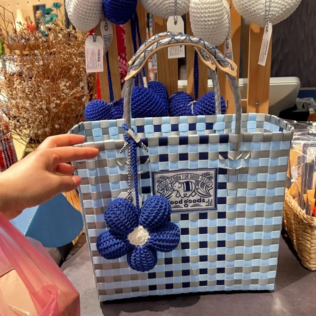 Xiaohongshu Hand-Carried Thai-Style New Handwoven Storage Crossbody Tote Bag for Women, Basket Bag