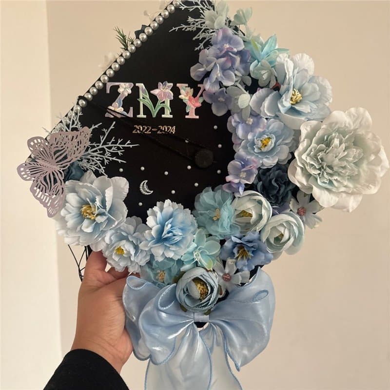 Graduation Cap Flower DIY Craft Kit, Bachelor's Master's Doctor's Cap Decoration, Real Flower Graduation Gift