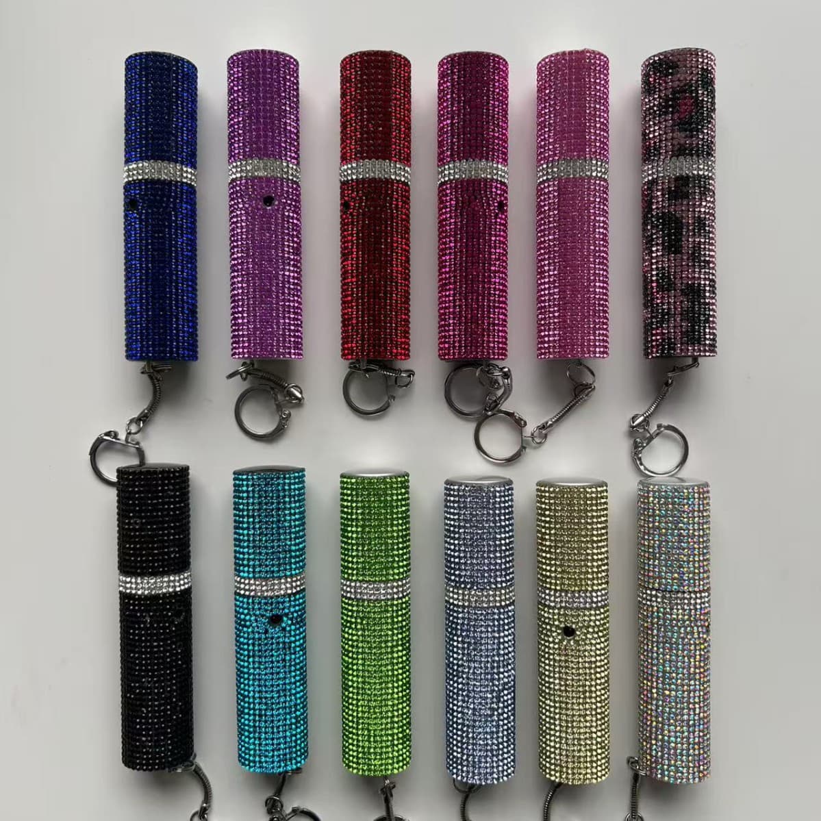 Rhinestone-studded lipstick flashlight, new cross-border style women's multi-functional flashlight keychain rechargeable 1202 flashlight