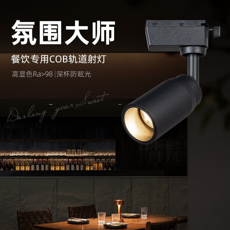 Catering special spotlights high display 2700k spotlight small spotlights table hot pot restaurant surface mounted adjustable zoom track light