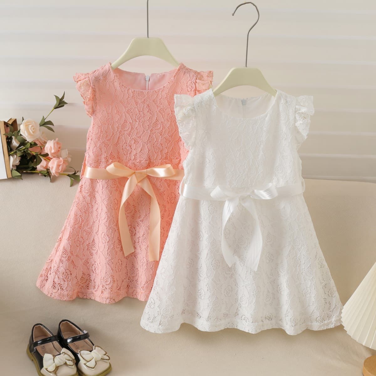 77509 New Summer Children's Bow Tie Hollow Backless Dress for Baby Girls