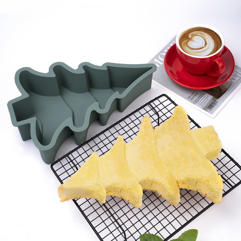 In Stock Red Christmas Tree Silicone Cake Mold Green Christmas Tree Shape Mold DIY Home Baking Mold
