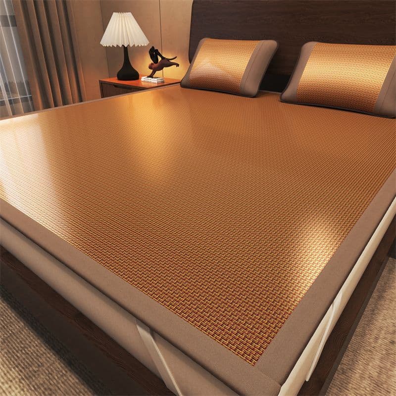 Summer Ice Silk Cooling Mat High-End Double-Sided Rattan Mat Summer Soft Mat Student Dormitory Bamboo Mat Foldable Wholesale from One Piece