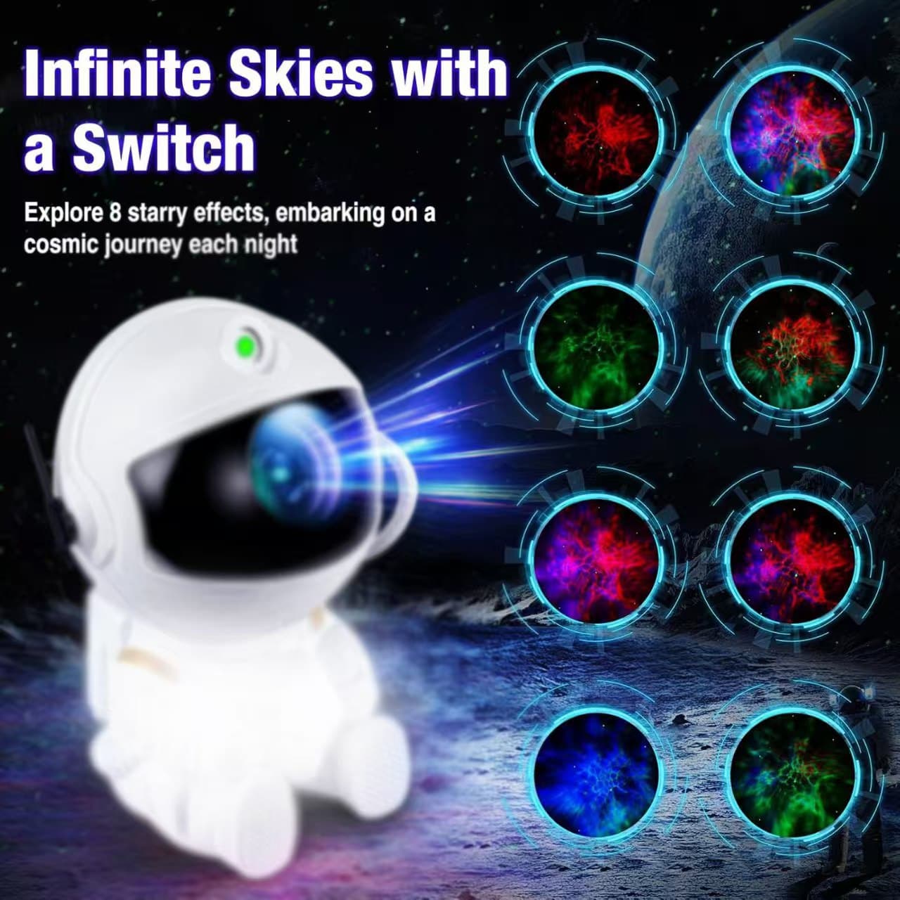 Cross-border atmosphere light bedroom astronaut laser starry sky light projection light mini astronaut nebula night light