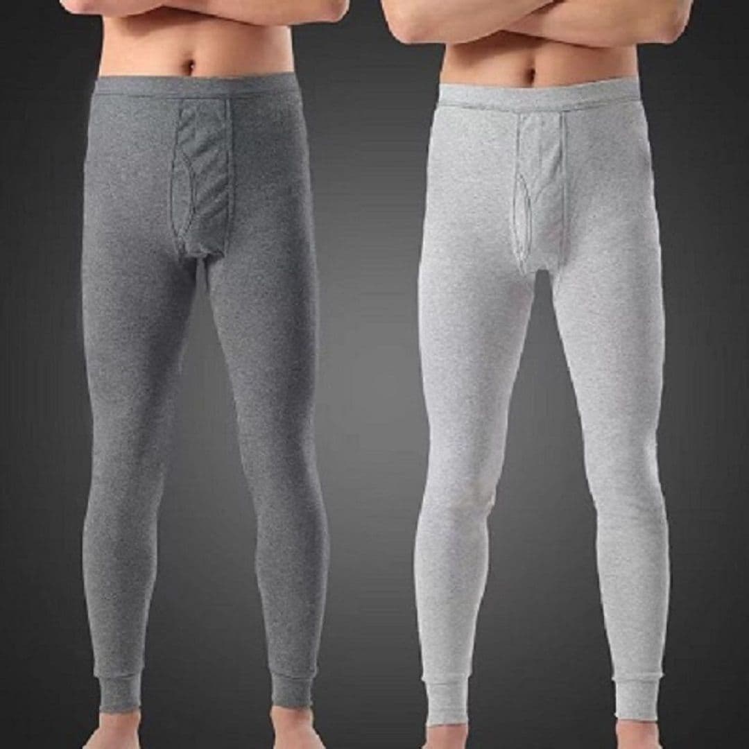 Men's Solid Color Thermal Long Johns, No Pilling, High-Waist Autumn Style, Men's Underpants Base Layer Pants