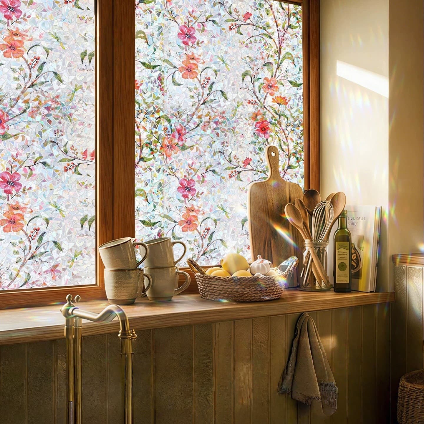 Colorful electrostatic glass film laser decoration entrance hall light-transmitting and opaque living room window privacy anti-peeping window sticker