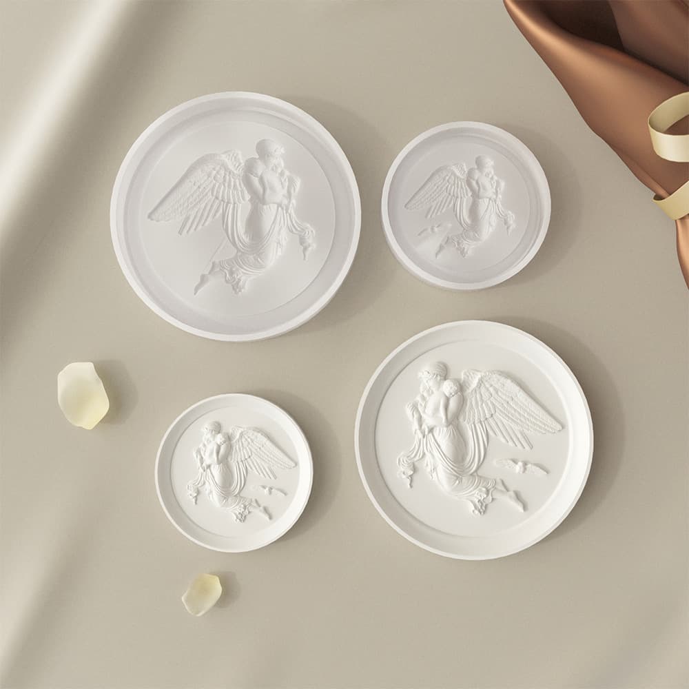 DIY Embossed Angel Tray Silicone Mold for Aromatherapy Plaster Relief Jewelry Tray Mold Home Decoration Ornament