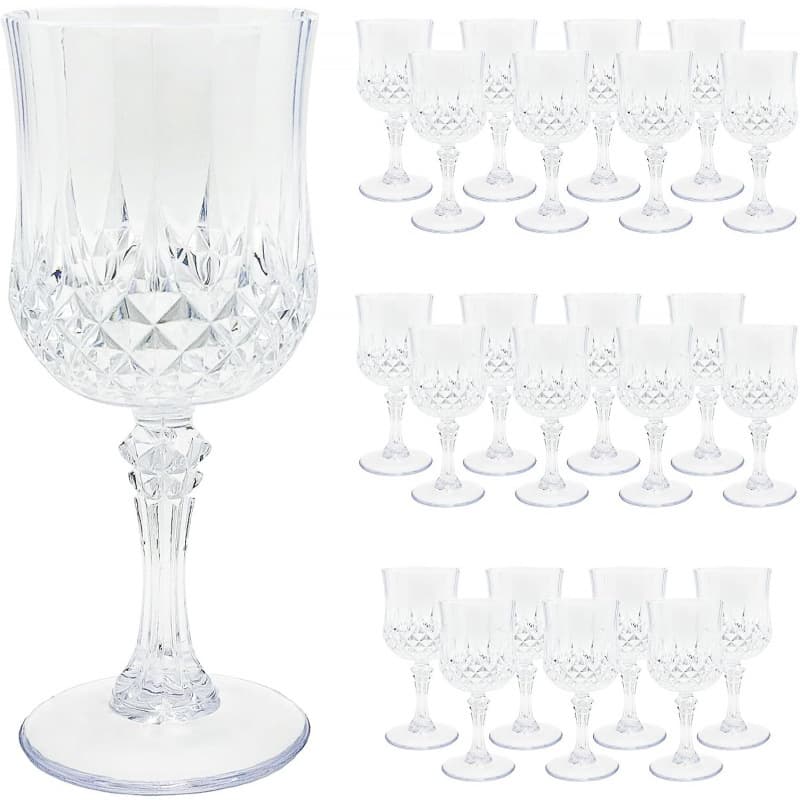 Factory Direct Diamond Pattern Plastic Goblet, High-Quality Plastic Wine Glass and Water Cup