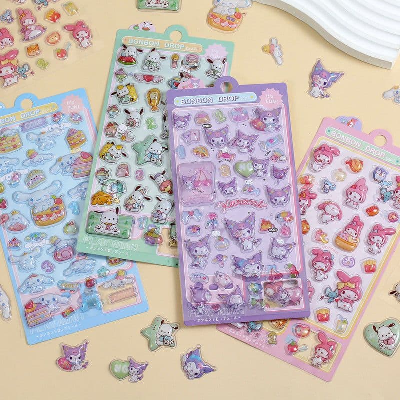 Cartoon 3D Floating Fun Stickers, Children's Decorative 3D Stickers, Cute Relief Stickers for Girls