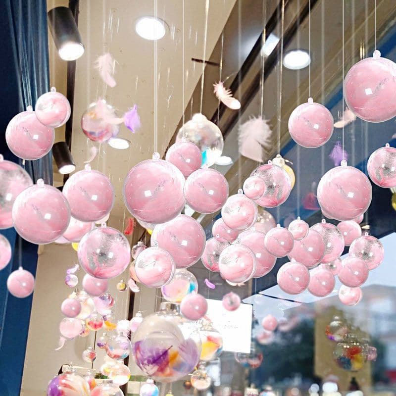 Holiday decoration hanging ball ceiling hanging decoration acrylic transparent ball plastic hollow ball shopping mall window decoration display