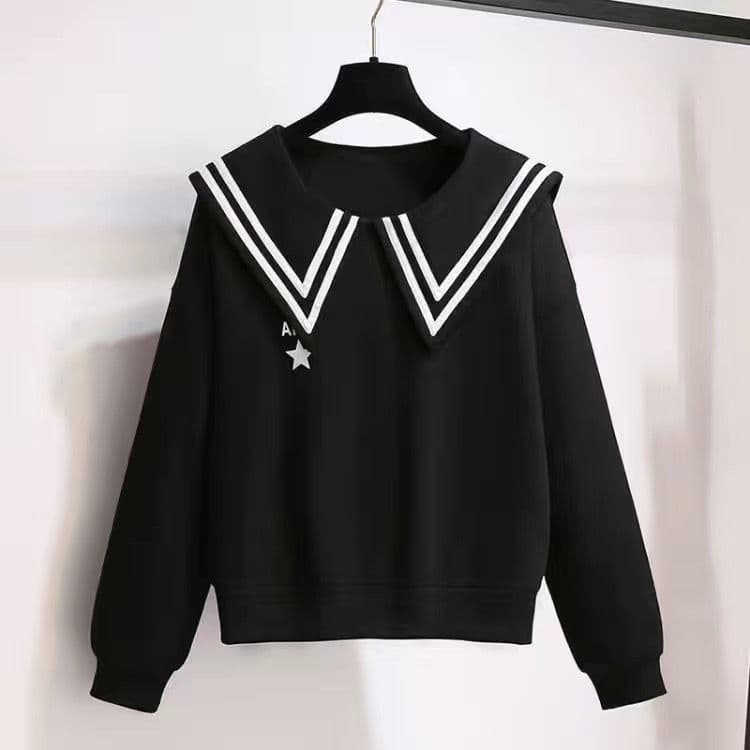 Girls' Set Doll Collar Sweatshirt Autumn New Korean Style Versatile Top