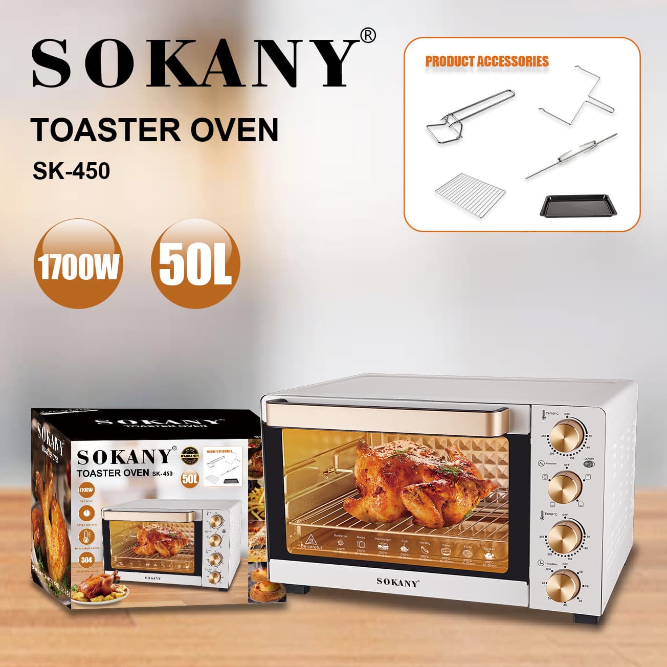 US 110V Household Multi-Function Electric Oven for Cake Baking Large Capacity Toaster Oven