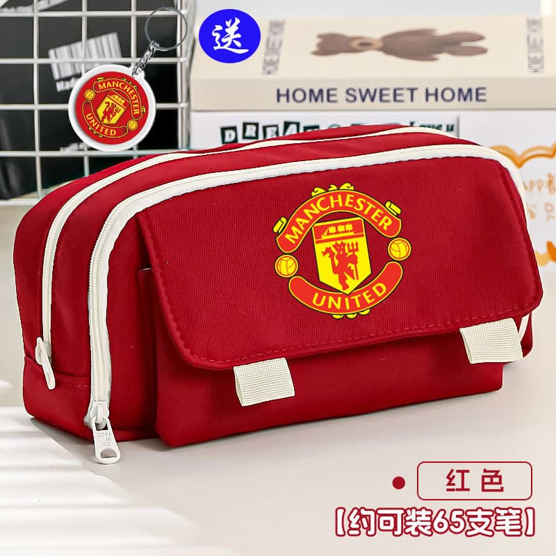 Free Pendant Set Champions League Football Pencil Case Real Madrid Manchester United Barcelona Pencil Box Large Capacity Football Pencil Bag