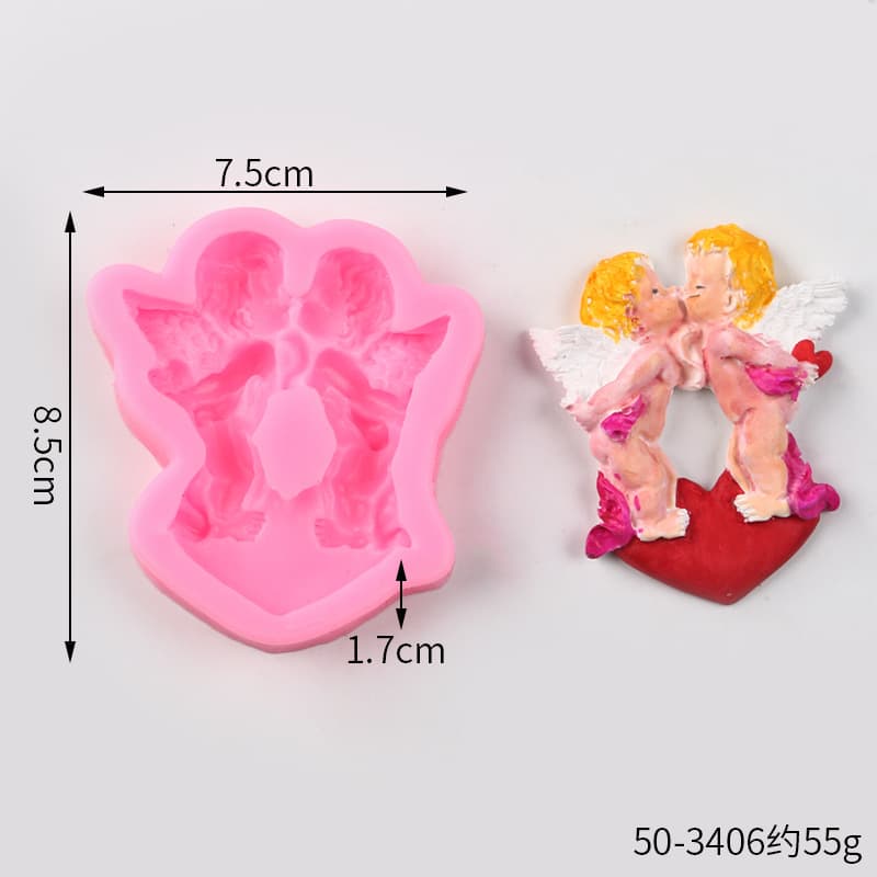 Angel Wings Girl Flower Boy Silicone Cake Mold Fondant Cake Decoration Chocolate Pastry Baking Mold