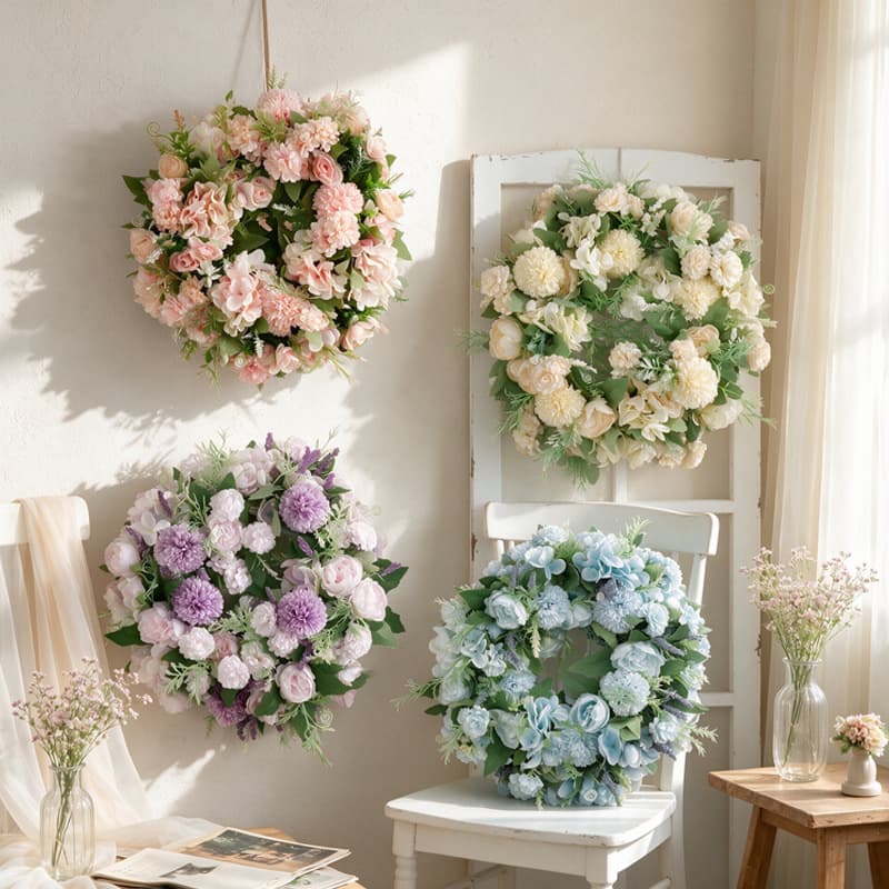 Cross-border simulation garland door decoration Easter hanging decoration forest colorful garland window wedding decoration photography props flowers
